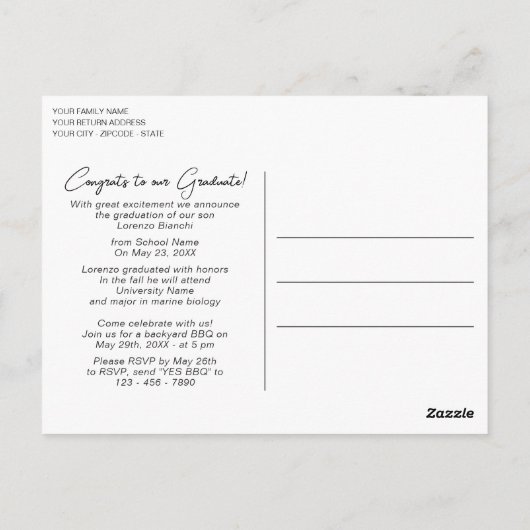 Aankondiging  Rustic Woodgrain Afstuderen Briefkaart (Achterkant)