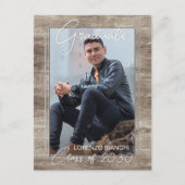 Aankondiging Rustic Woodgrain Afstuderen Briefkaart (Voorkant)