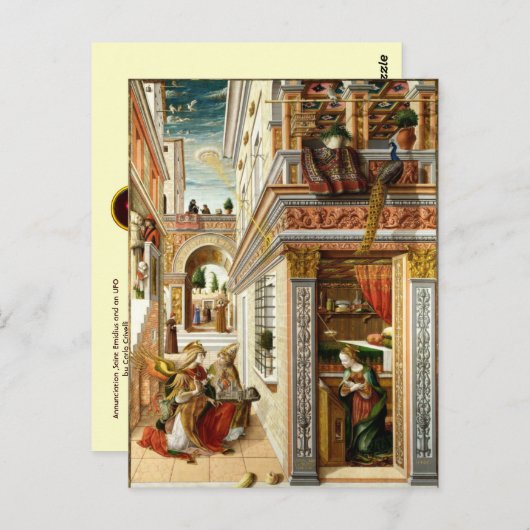 Aankondiging, Saint Emidius en een ufo Briefkaart (Voorkant / Achterkant)