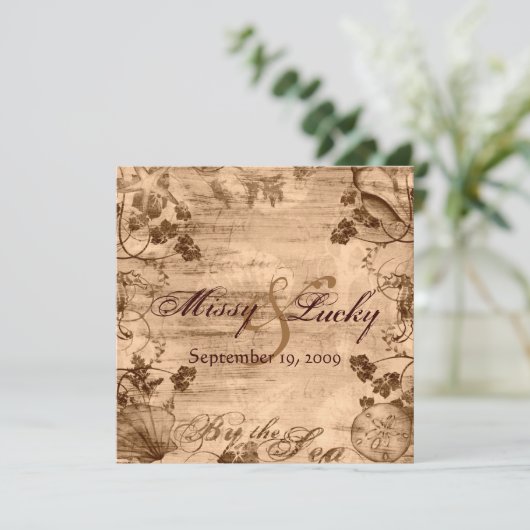 Aankondiging "Save the Date" aan zee (Staand voorkant)