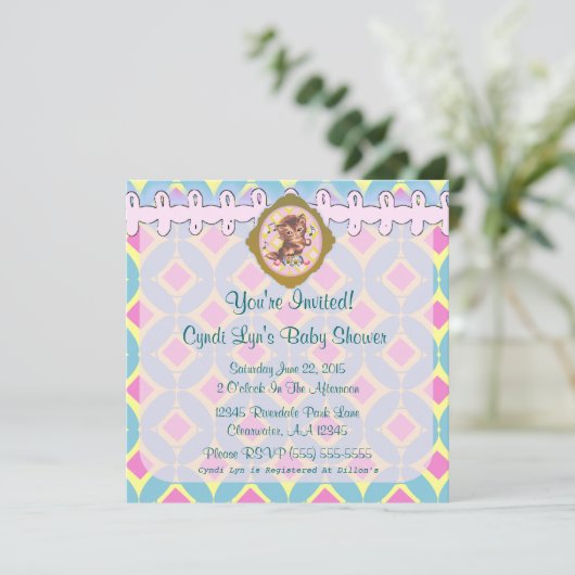 Aankondiging schattige Kitten Baby shower Event - (Staand voorkant)