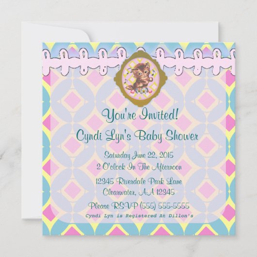 Aankondiging schattige Kitten Baby shower Event - (Voorkant)