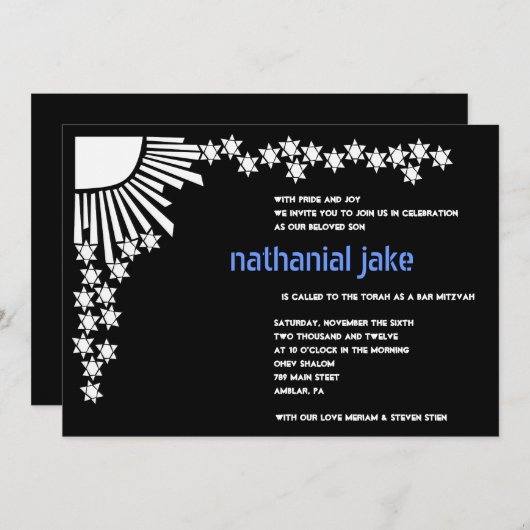 Aankondiging scheppingsbalk in Mitzvah (Voorkant / Achterkant)