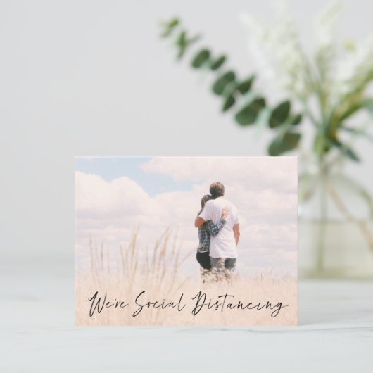 Aankondiging sociale vervorming foto bruiloft datu briefkaart (Staand voorkant)