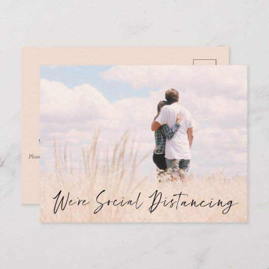 Aankondiging sociale vervorming foto bruiloft datu briefkaart (Voorkant / Achterkant)