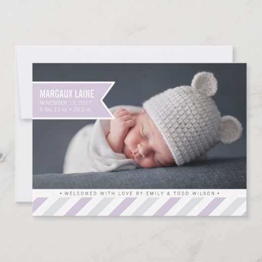 Aankondiging speciale levering geboorte | Lavender (Voorkant)