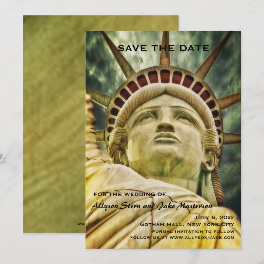Aankondiging "Statue of Liberty Save the Date" (Voorkant / Achterkant)