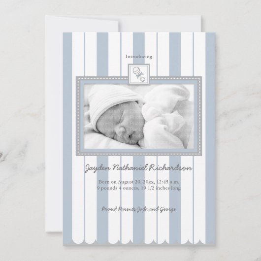 Aankondiging Stripes & Rattle Baby: Blauw (Voorkant)