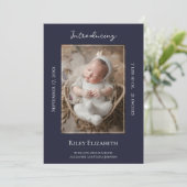 Aankondiging ter geboorte van Navy Blue Modern Pho (Staand voorkant)