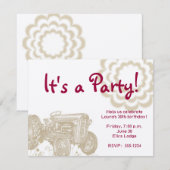 Aankondiging tractor Birthday Party (Voorkant / Achterkant)