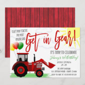 Aankondiging tractor Birthday Party (Voorkant / Achterkant)