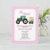 Aankondiging tractorvoertuig Baby shower, tractorm (Staand voorkant)