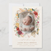 Aankondiging tropische Boho Pampas Flower Birth (Voorkant)