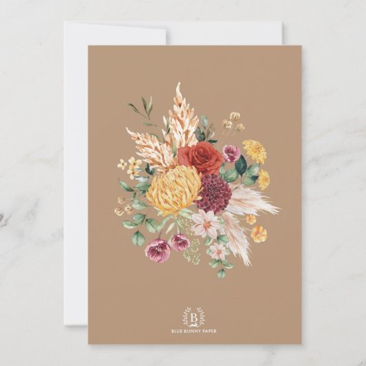 Aankondiging tropische Boho Pampas Flower Birth (Achterkant)