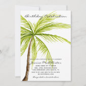 Aankondiging tropische strandpalm Birthday Party (Voorkant)