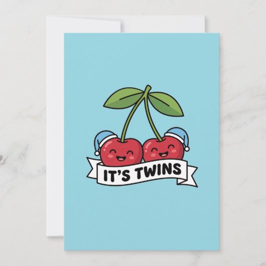 Aankondiging Tweeling Jongens It's Twins Kersen Mu (Voorkant)