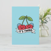 Aankondiging Tweeling Jongens It's Twins Kersen Mu (Staand voorkant)