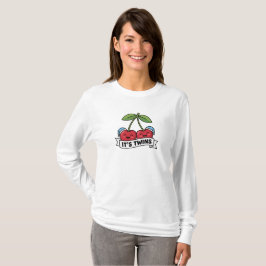 Aankondiging Tweeling Jongens It's Twins Kersen Mu T-shirt