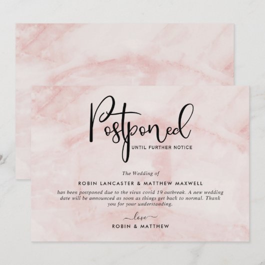 Aankondiging uitgesteld evenement, Blush Marble Ka (Voorkant / Achterkant)