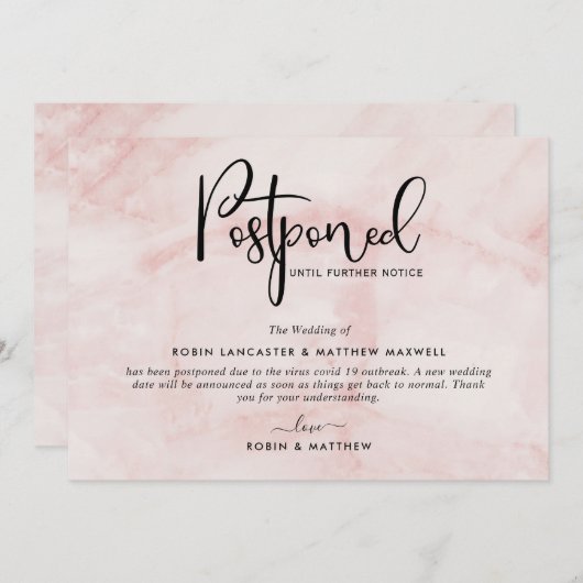 Aankondiging uitgesteld evenement, Blush Marmer Ka (Voorkant / Achterkant)