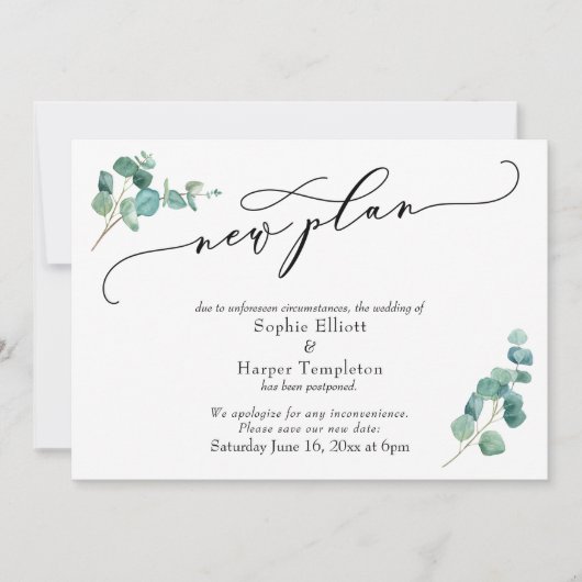 Aankondiging Uitgestelde Bruiloft Nieuwe Planning (Voorkant)