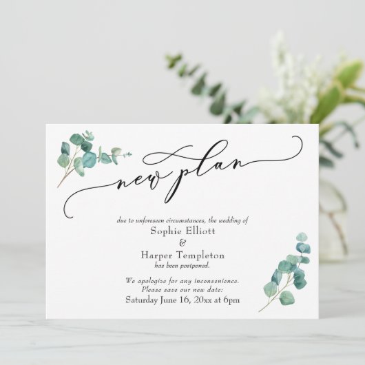 Aankondiging Uitgestelde Bruiloft Nieuwe Planning (Staand voorkant)