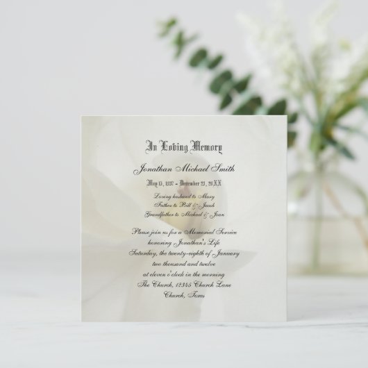 Aankondiging uitnodiging Memorial Service (Staand voorkant)