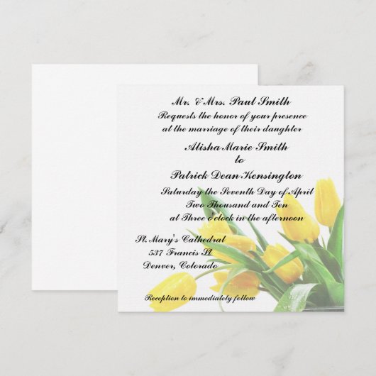 Aankondiging uitnodiging tot inschrijving op geel (Voorkant / Achterkant)