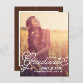 Aankondiging/uitnodiging van Afstuderen voor scrip Uitnodiging Briefkaart (Voorkant / Achterkant)