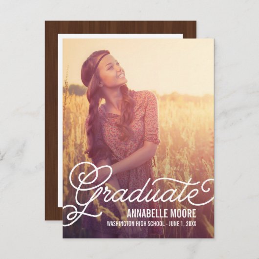 Aankondiging/uitnodiging van Afstuderen voor scrip Uitnodiging Briefkaart (Voorkant / Achterkant)