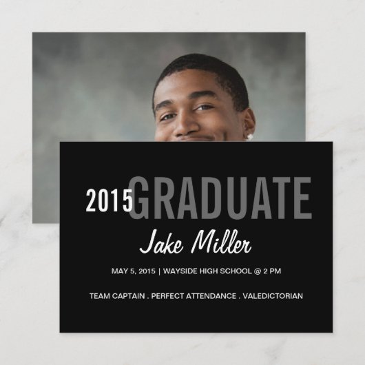 Aankondiging/uitnodiging van afstuderen | yr Foto| Kaart (Voorkant / Achterkant)