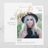 Aankondiging/uitnodiging van het Afstudeerder Tren Kaart (Voorkant / Achterkant)