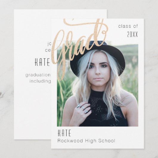 Aankondiging/uitnodiging van het Afstudeerder Tren Kaart (Voorkant / Achterkant)