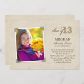 Aankondiging/uitnodiging van het  Afstuderen van d Kaart (Voorkant / Achterkant)