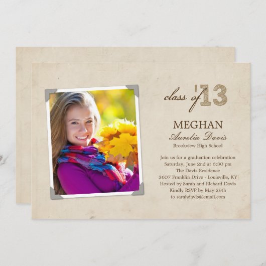 Aankondiging/uitnodiging van het Afstuderen van d Kaart (Voorkant / Achterkant)