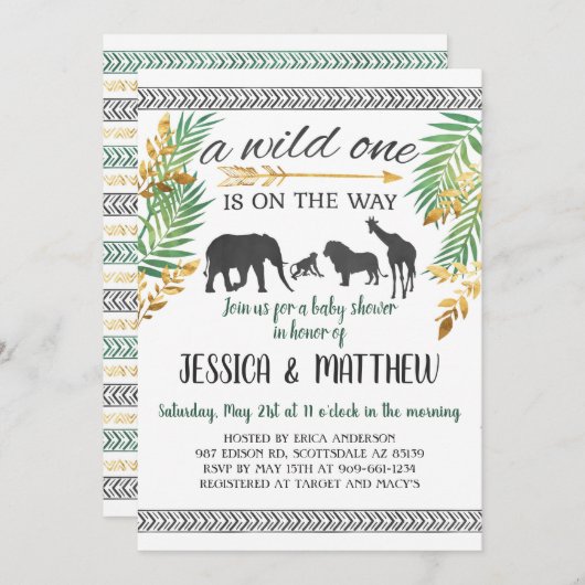 Aankondiging uitnodiging voor één Baby shower (Voorkant / Achterkant)