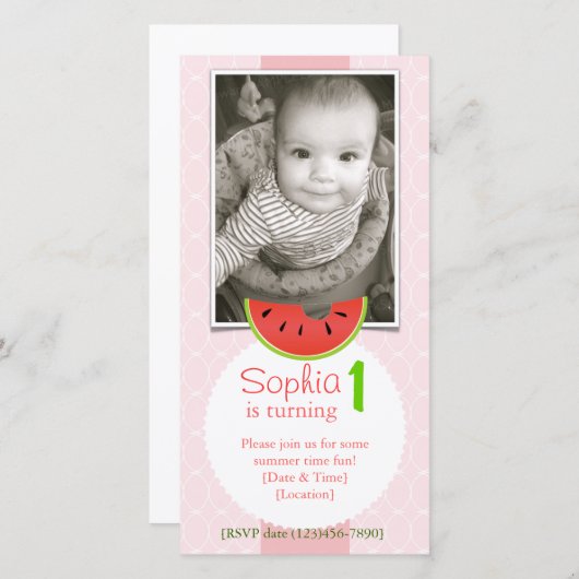 Aankondiging uitnodiging watermeloen bite Birthday (Voorkant / Achterkant)