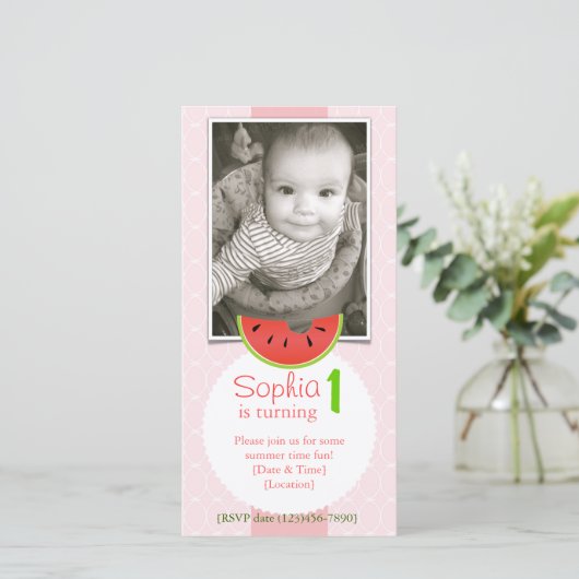 Aankondiging uitnodiging watermeloen bite Birthday (Staand voorkant)