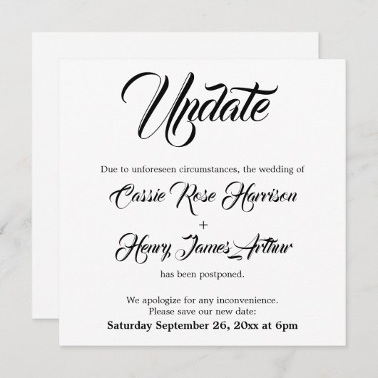 Aankondiging uitstel bruiloft (Voorkant / Achterkant)