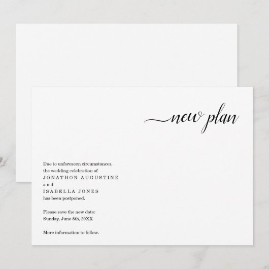 Aankondiging uitstel huwelijk (Voorkant / Achterkant)