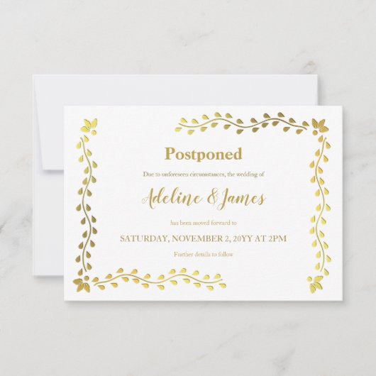 Aankondiging uitstel met gouden bladeren (Voorkant)