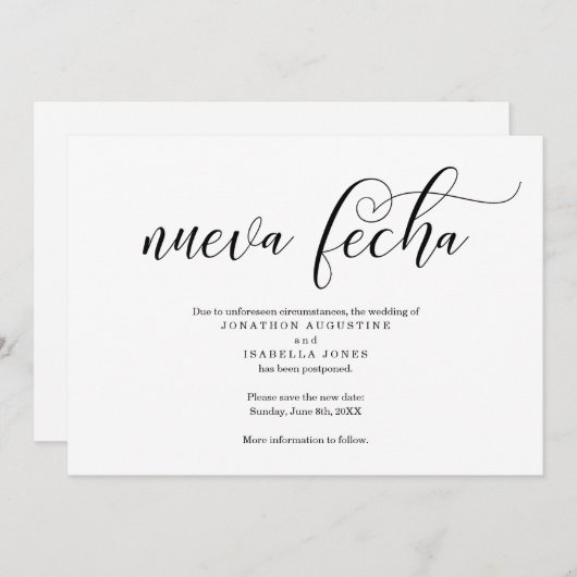 Aankondiging uitstel Spaanse bruiloft (Voorkant / Achterkant)