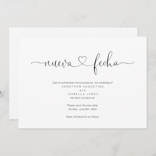 Aankondiging uitstel Spaanse bruiloft (Voorkant / Achterkant)