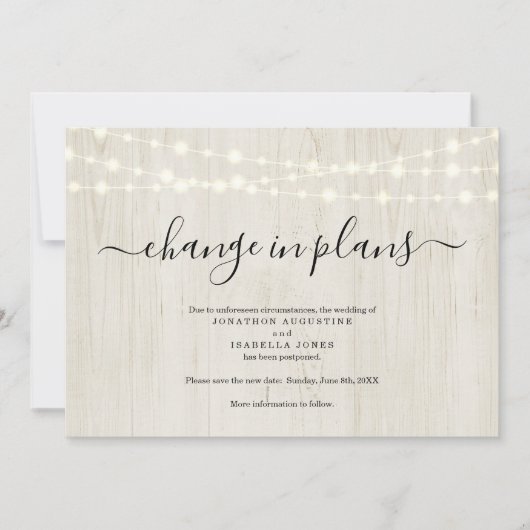 Aankondiging uitstel van de trouwerij in landelijk (Voorkant)