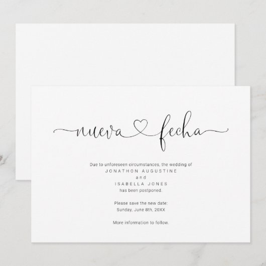 Aankondiging uitstellen Spaanse bruiloft (Voorkant / Achterkant)