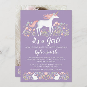 Aankondiging Unicorn Floral Baby shower