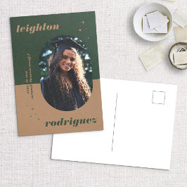 Aankondiging uniek geronde foto-Afstuderen voor ko Briefkaart