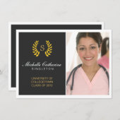 Aankondiging universitair Afstuderen zwart-wit en  (Voorkant / Achterkant)