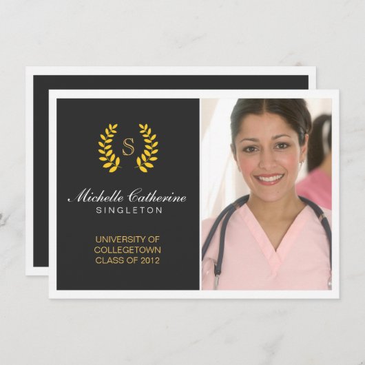 Aankondiging universitair Afstuderen zwart-wit en  (Voorkant / Achterkant)