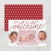 Aankondiging Valentijnsdag geboorte met foto's (Voorkant / Achterkant)